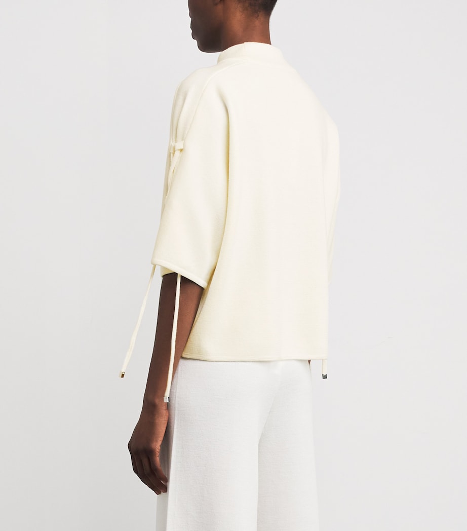 Max Mara White Virgin Wool Funnel-Neck Sweater