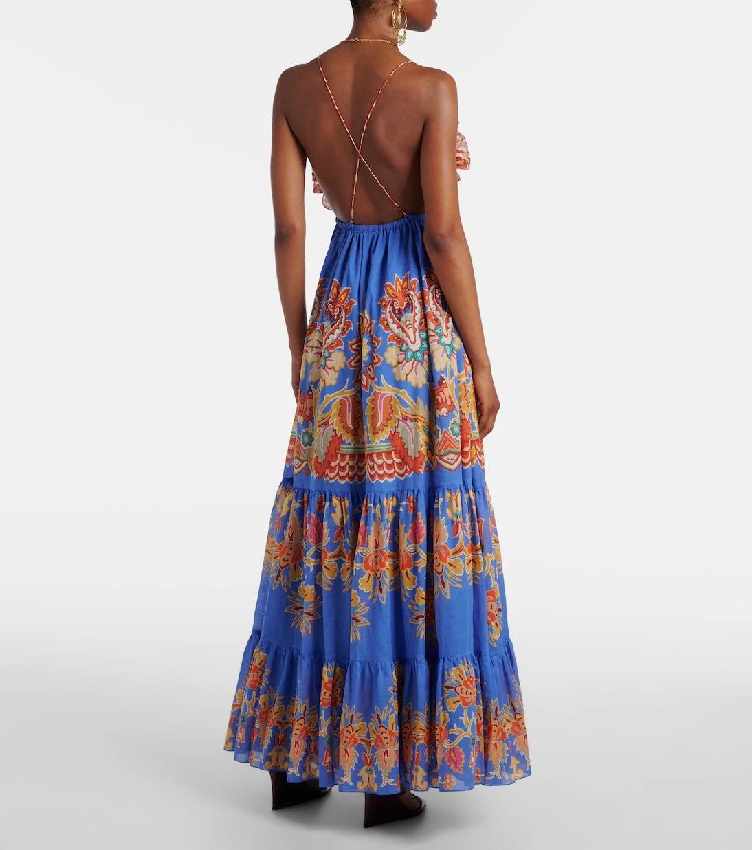 Etro - Printed open-back cotton voile maxi dress