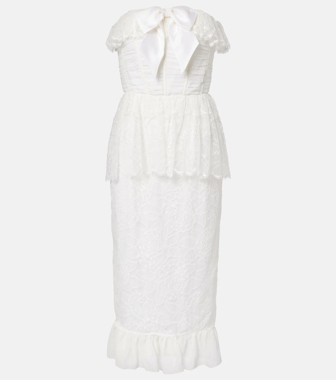 Alessandra Rich - Lace and silk georgette bustier dress