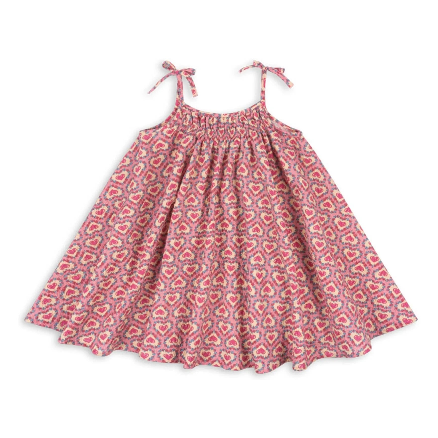 Konges Sløjd - Dress Vivian Cœurs Seersucker Coton Bio | Pink