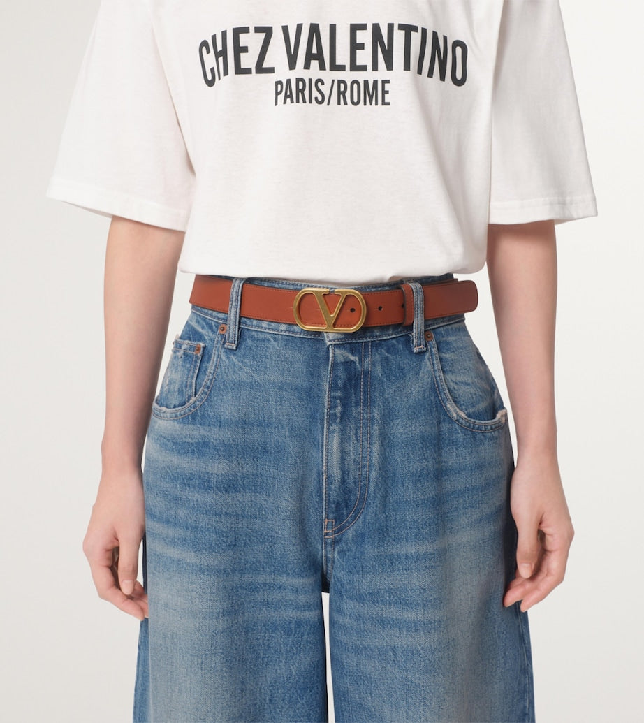 Valentino Garavani Brown Leather VLogo Signature Belt