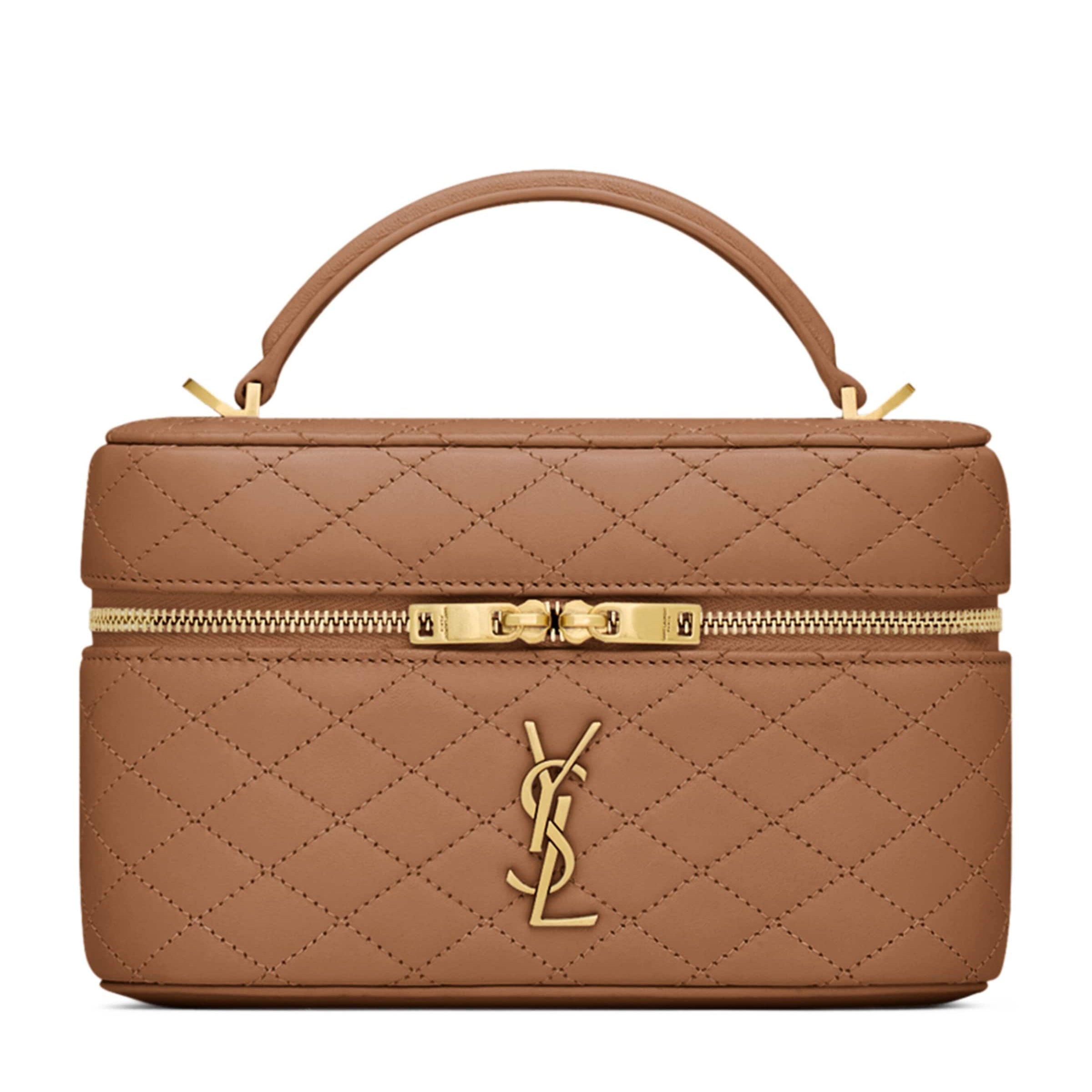 Saint Laurent Brown Lambskin Gaby Vanity Bag