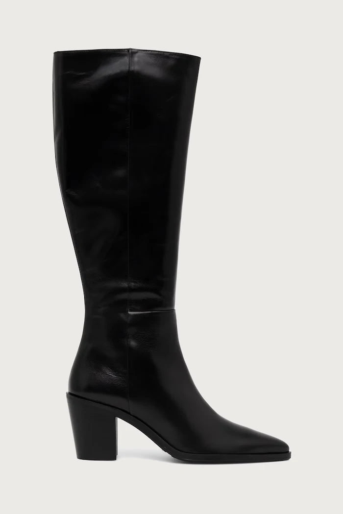 Diz altı kadın deri çizmeler Black calf 80