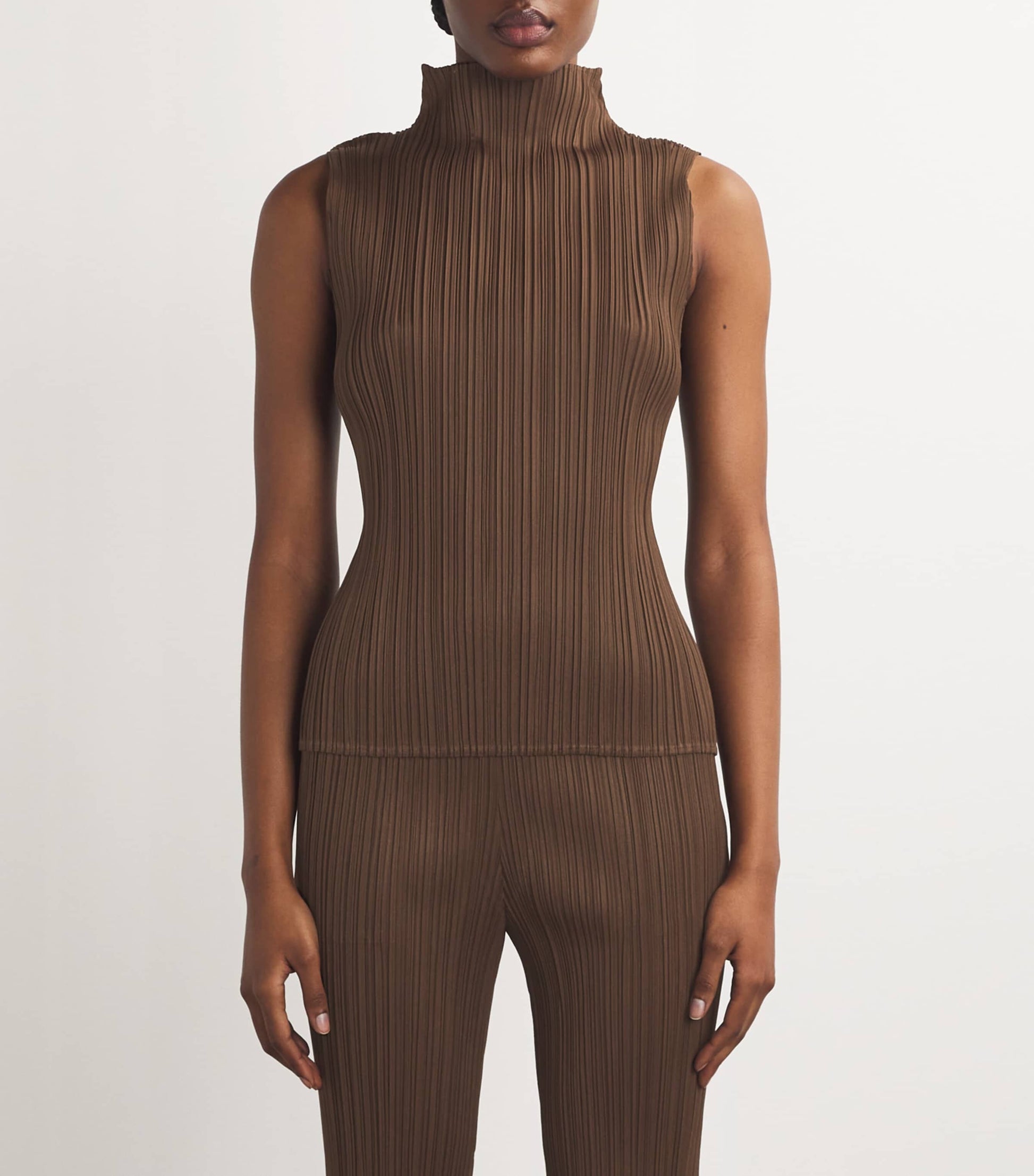 Pleats Please Issey Miyake Brown New Colorful Basics Tank Top