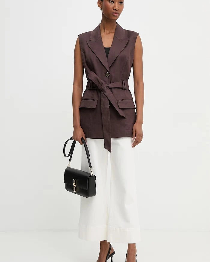 Guess tek düğmeli kadın keten blazer CARLA