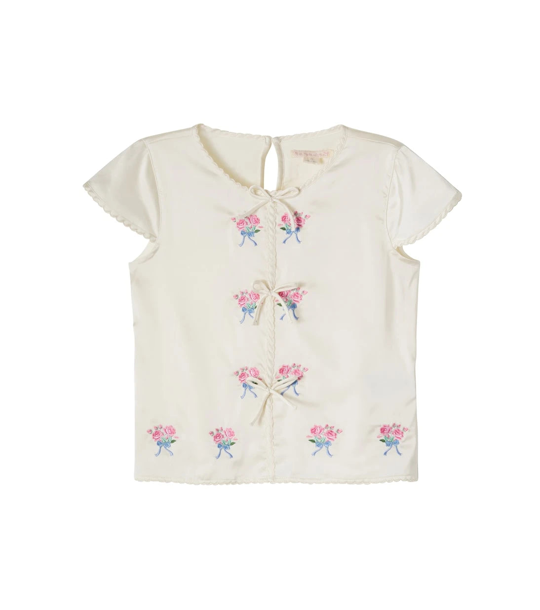 Konges Sløjd - Sheeny embroidered scalloped top