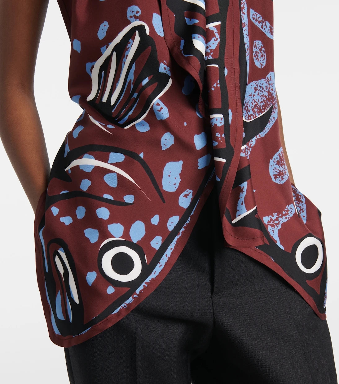 Bottega Veneta - Printed halterneck silk twill top
