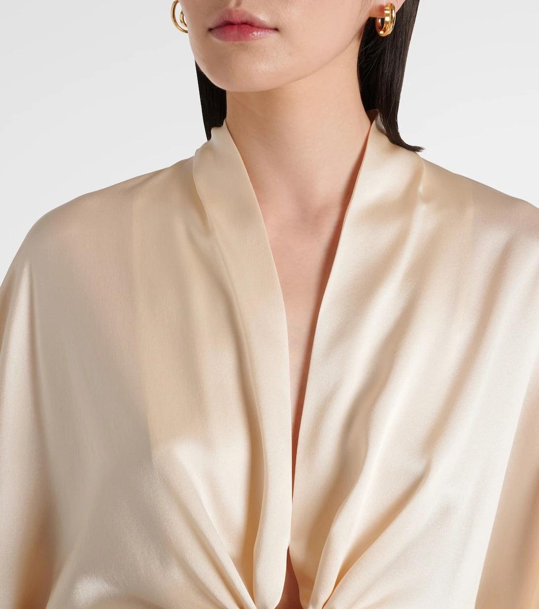 The Sei - Cropped silk satin wrap blouse