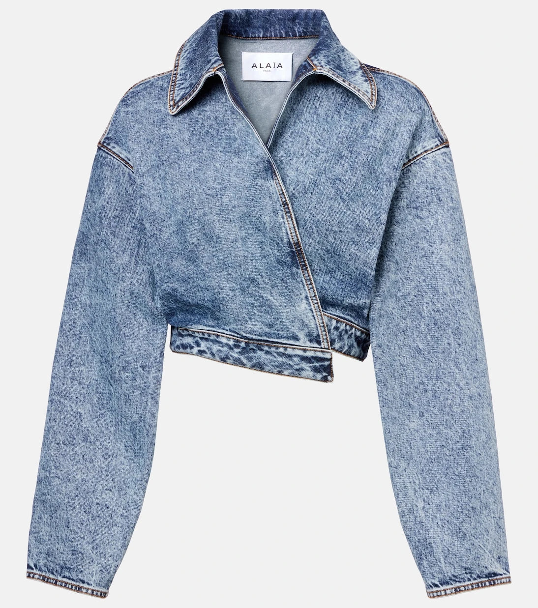 Alaïa - Asymmetric cropped denim jacket