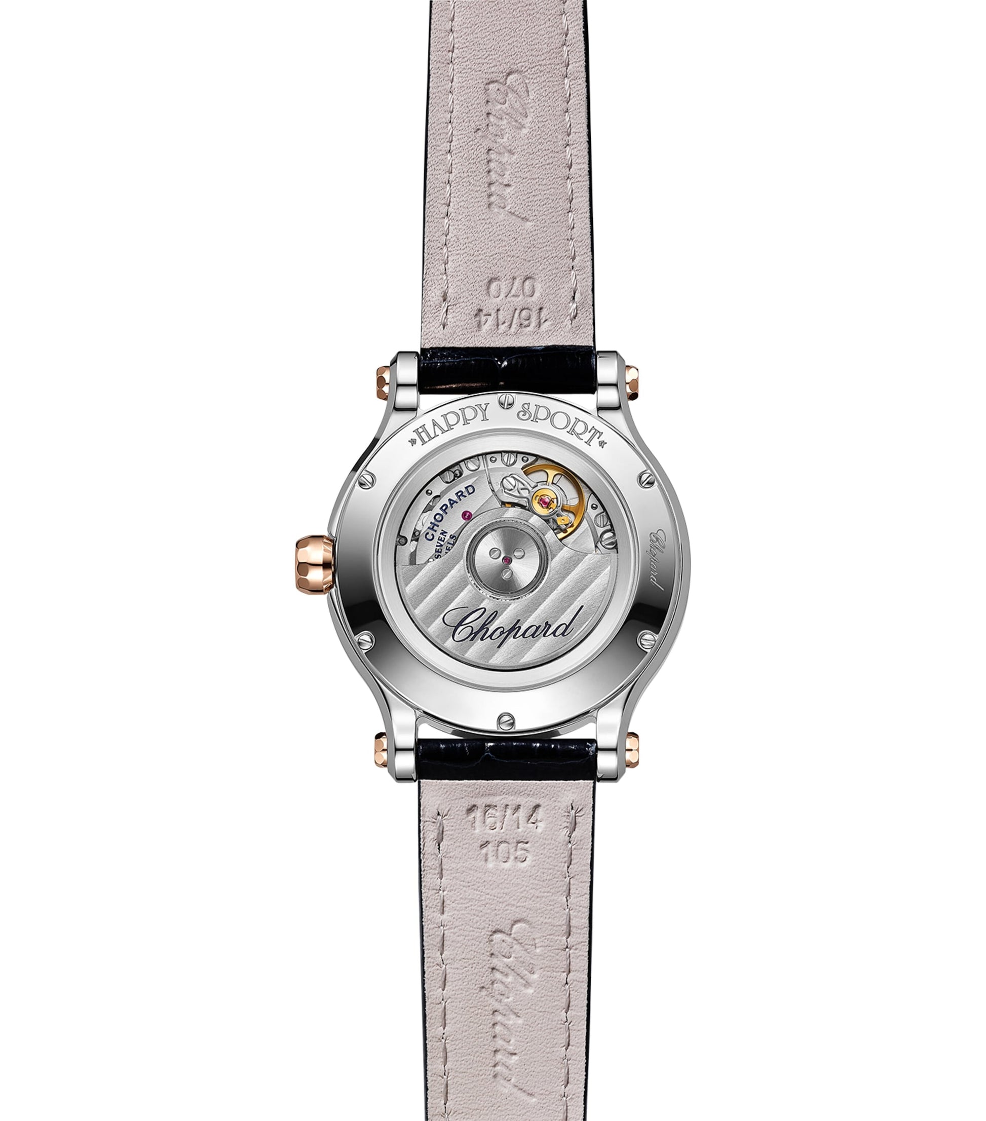 Rose Gold, Stainless Steel and Diamond Happy Sport Automatic Watch 33mm