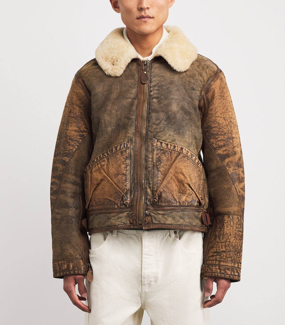 Polo Ralph Lauren Brown Shearling Bomber Jacket