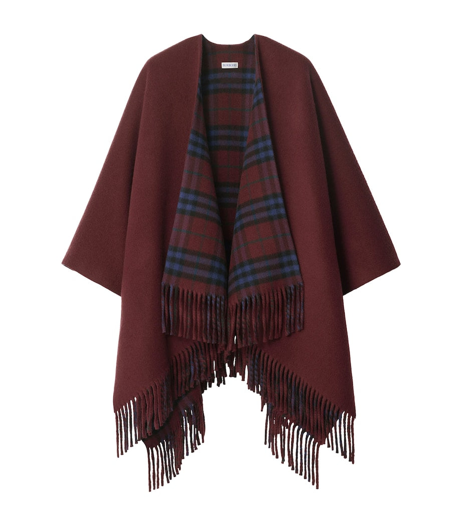 Burberry Red Wool Reversible Check Cape
