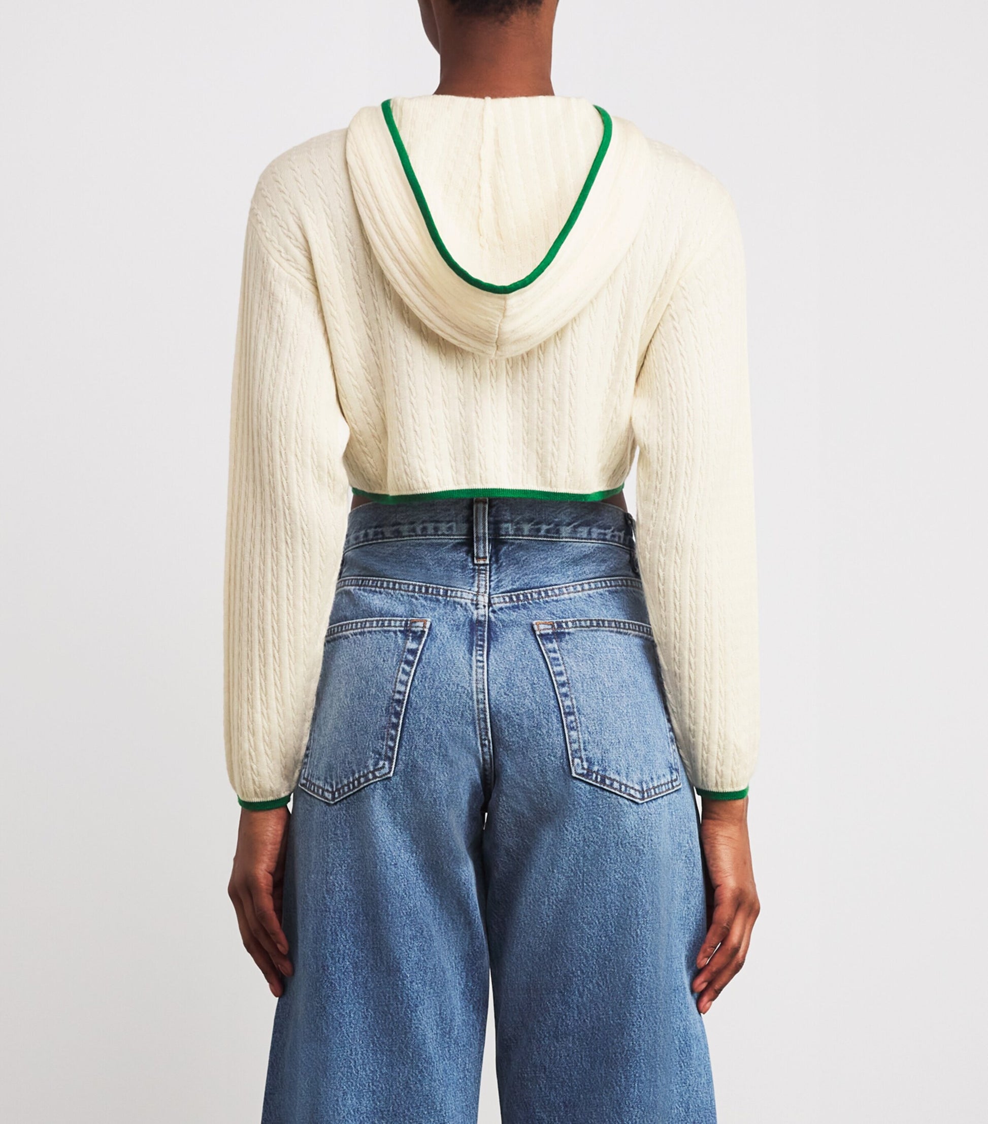 Multi Cashmere-Silk Cropped Hoodie