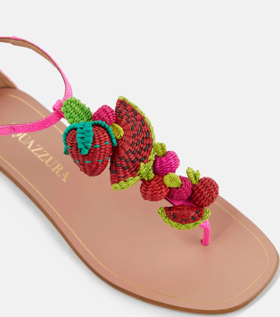 Aquazzura - Strawberry Punch raffia thong sandals