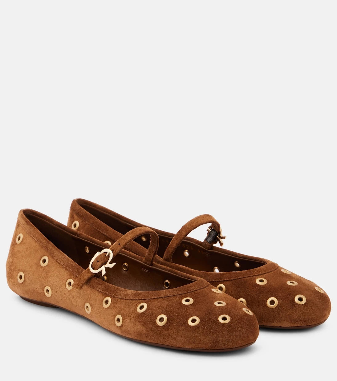 Gianvito Rossi - Studded suede Mary Jane flats