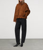 AllSaints Brown Suede Clay Bomber Jacket