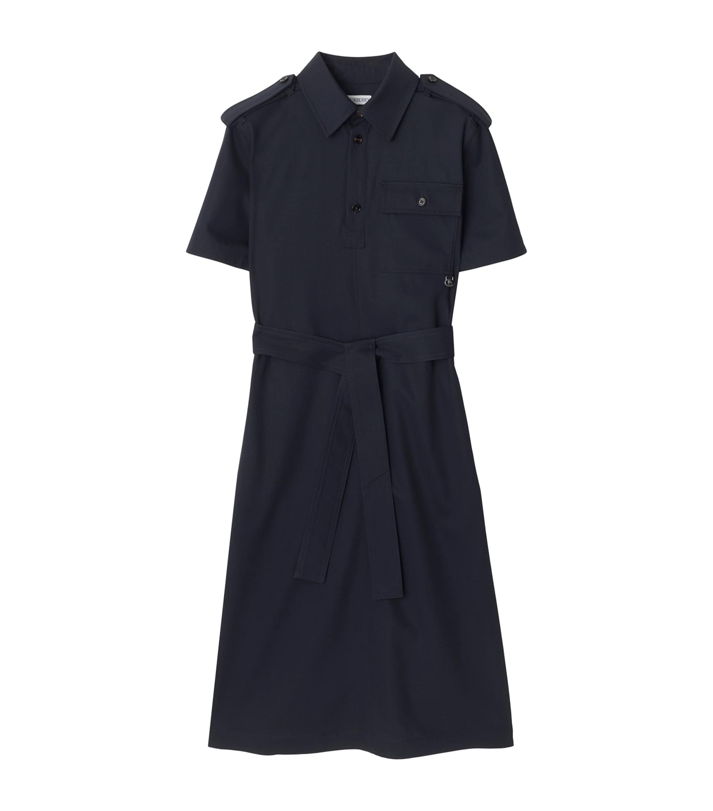 Burberry Navy Wool Mini Shirt Dress