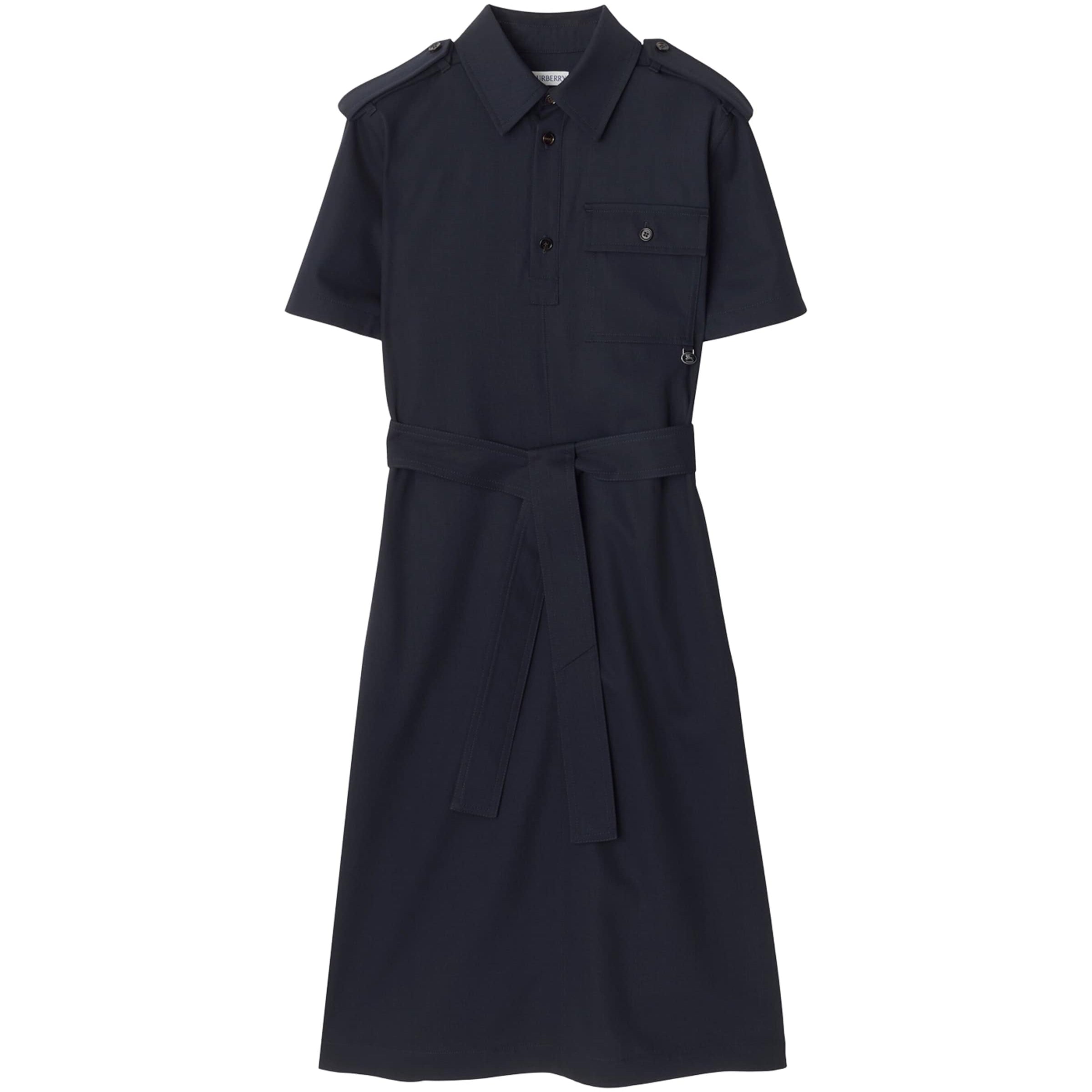 Burberry Navy Wool Mini Shirt Dress