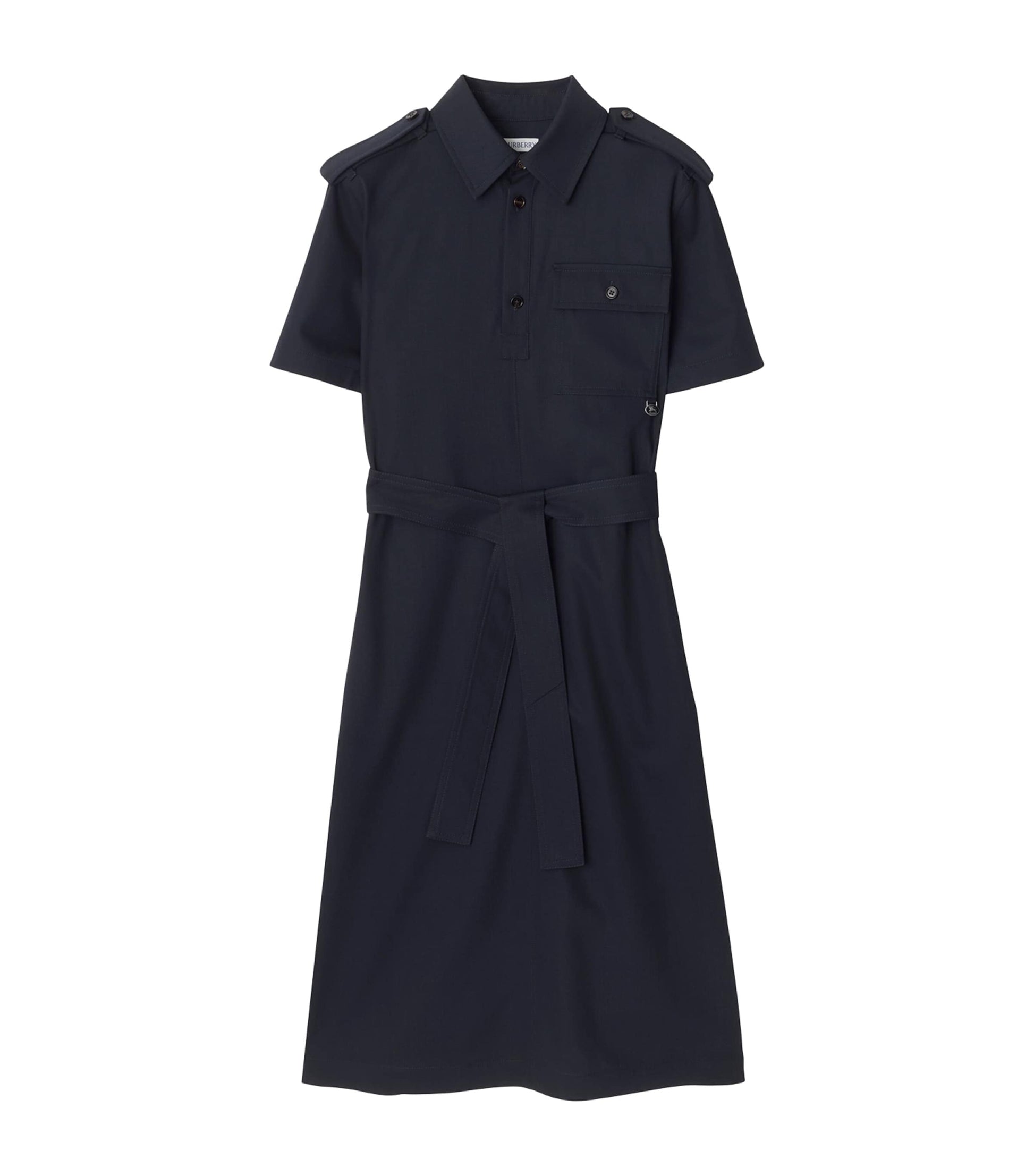 Burberry Navy Wool Mini Shirt Dress