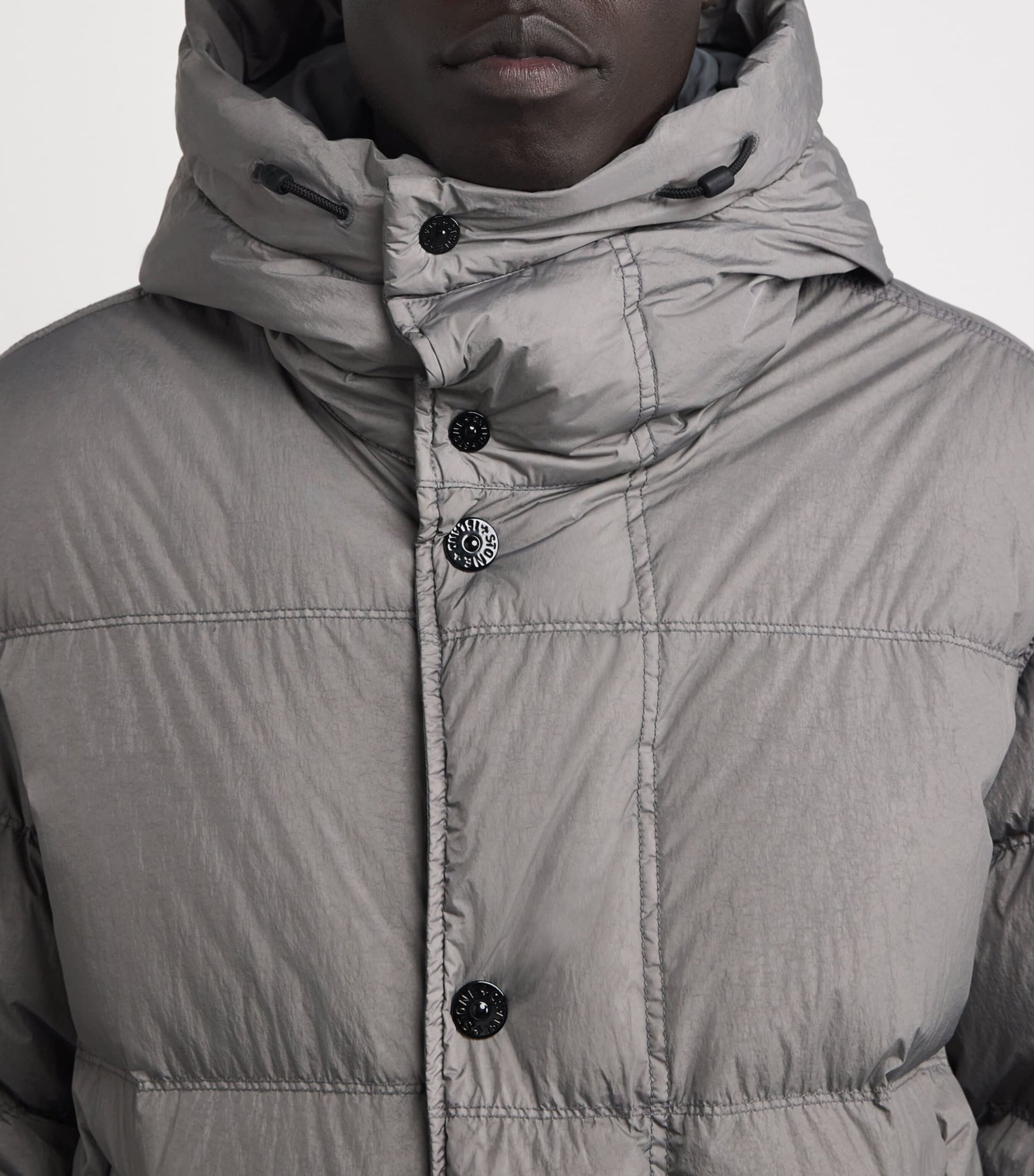 Grey Nylon Crinkle Reps Down Parka
