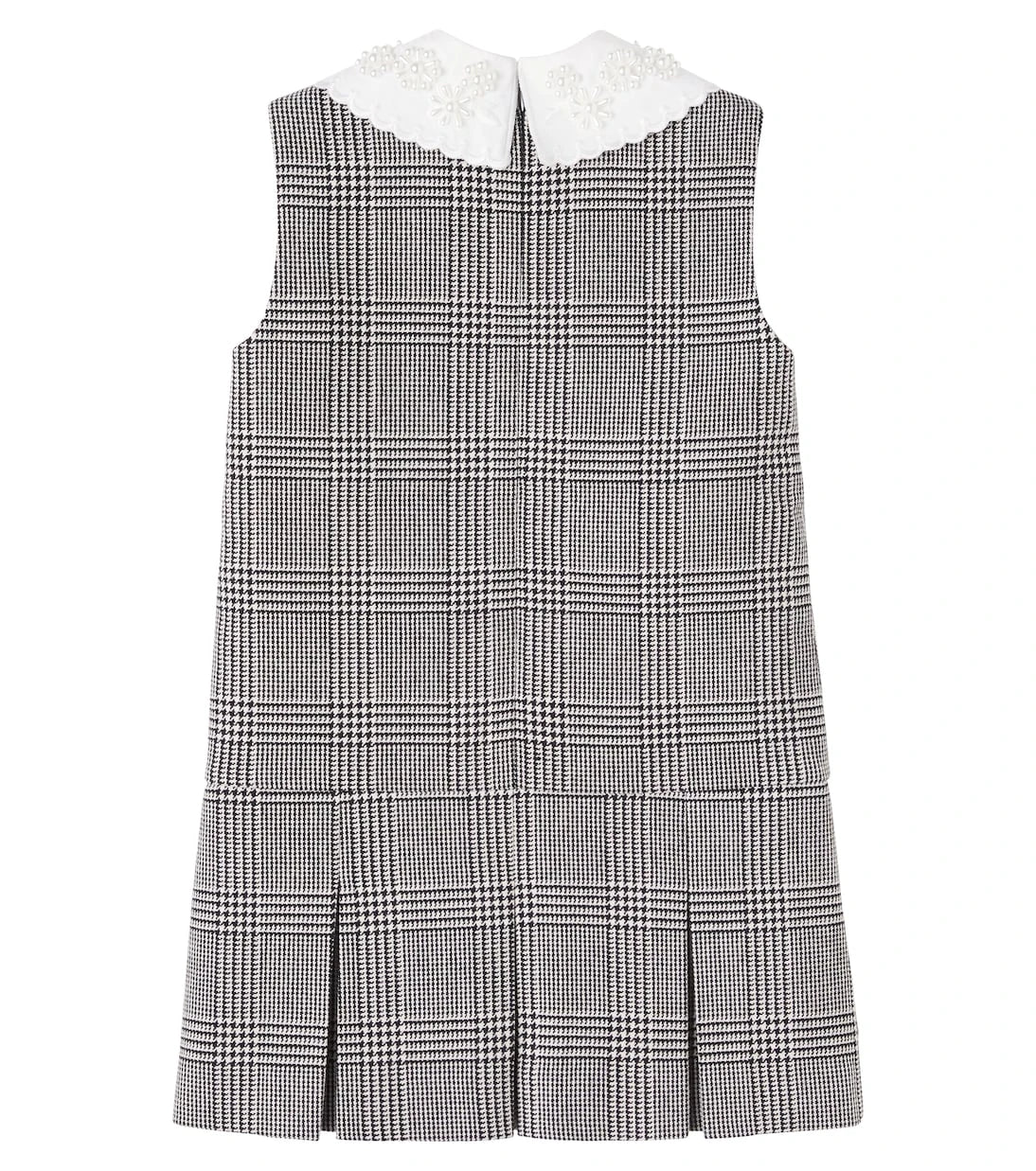 Self-Portrait Kids - Embellished houndstooth wool-blend dress