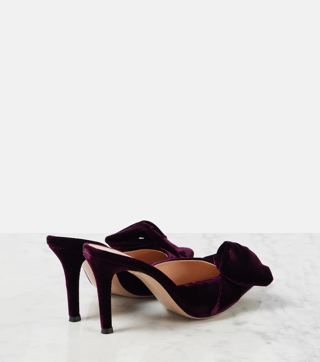 Gianvito Rossi - 85 bow-detail velvet mules