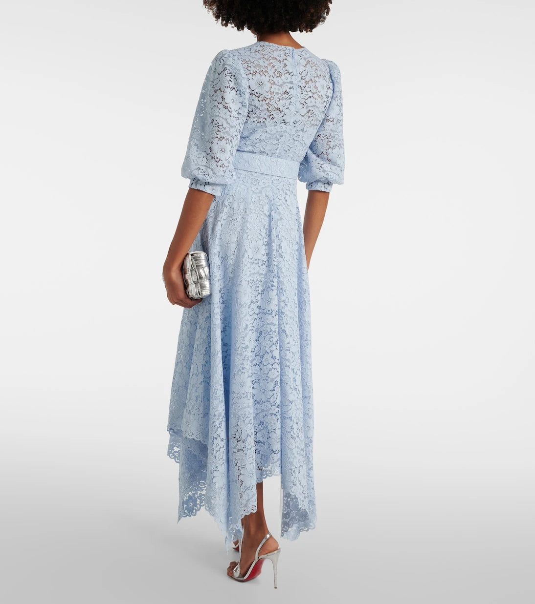 Costarellos - Floral lace asymmetric midi dress