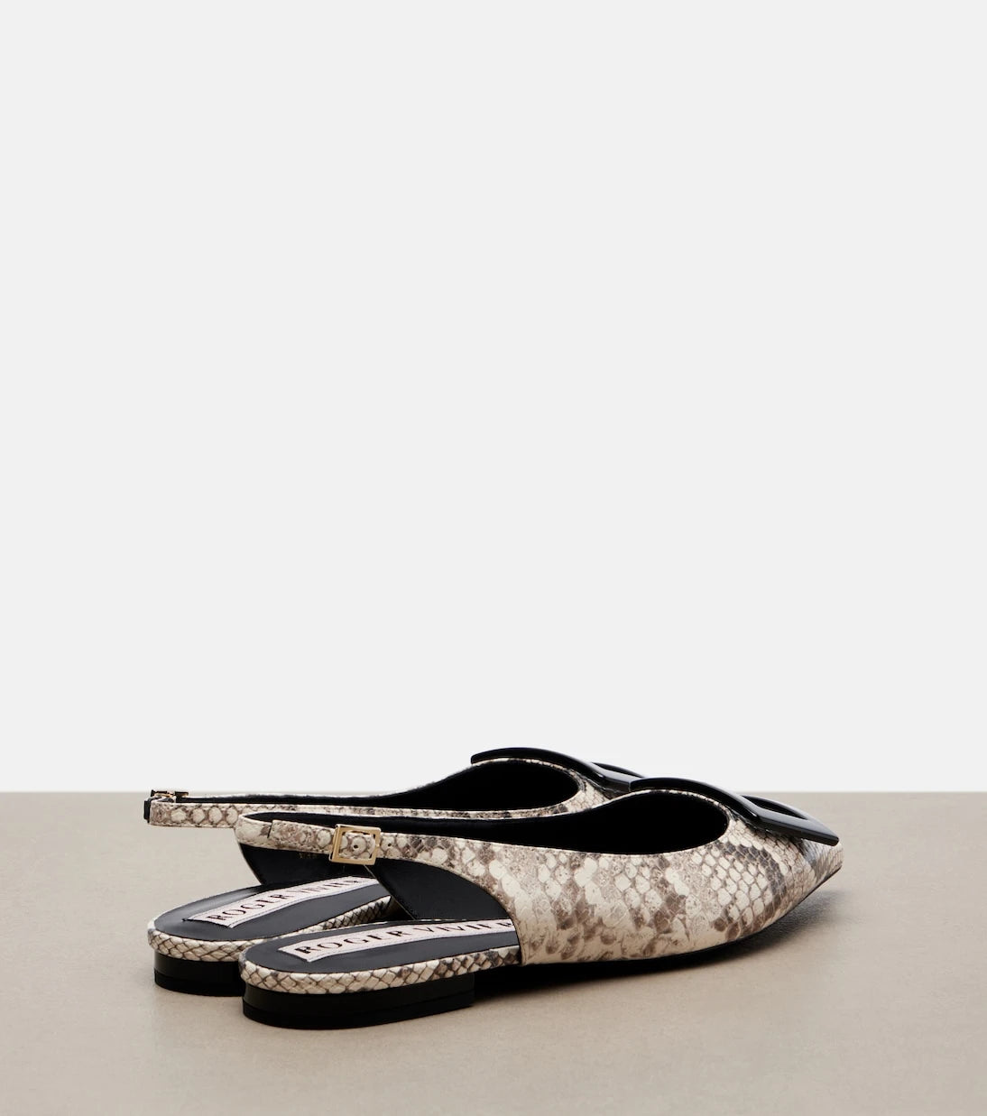 Roger Vivier - Gommettine snake-effect leather slingback flats