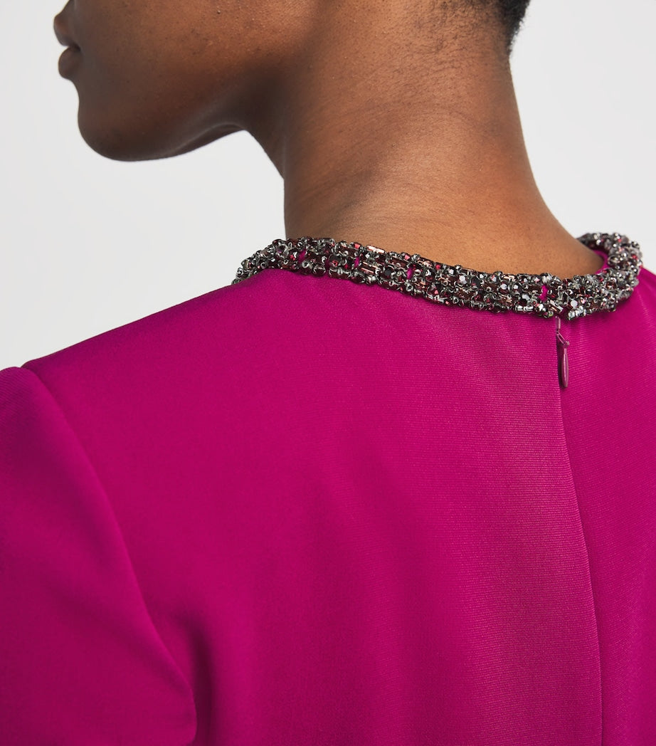 Burgundy Cady Crystal Midi Dress