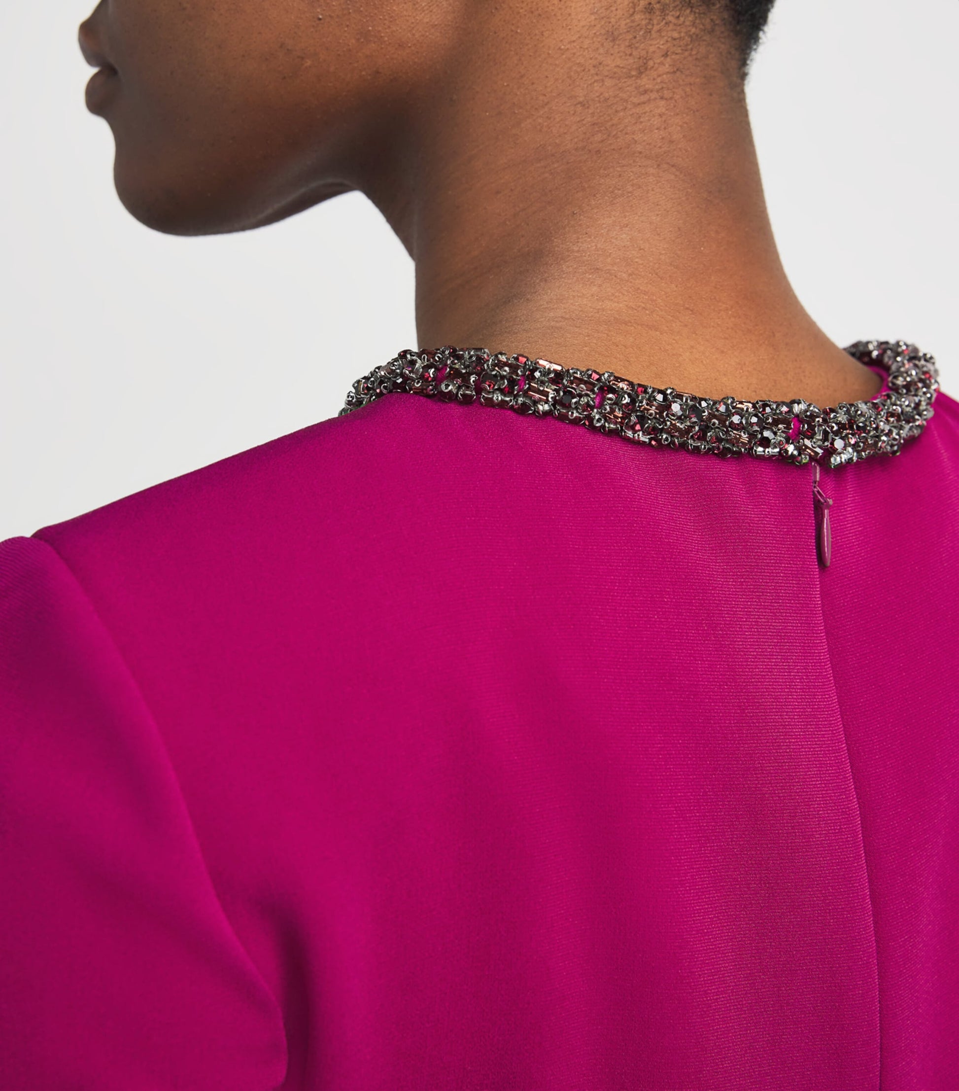 Burgundy Cady Crystal Midi Dress