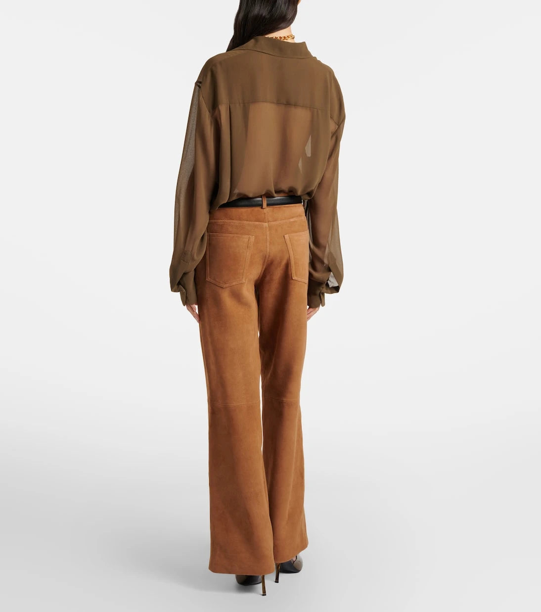 Nour Hammour - Milo suede wide-leg pants