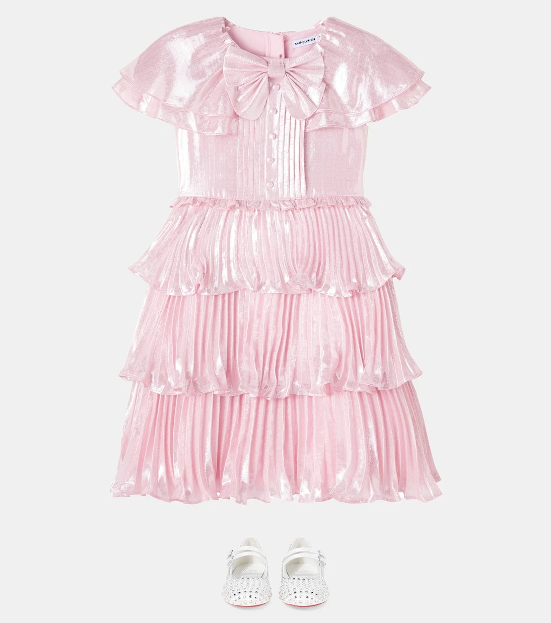 Self-Portrait Kids - Tiered silk-blend dress