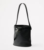 Black Leather Buckled Bucket Bag