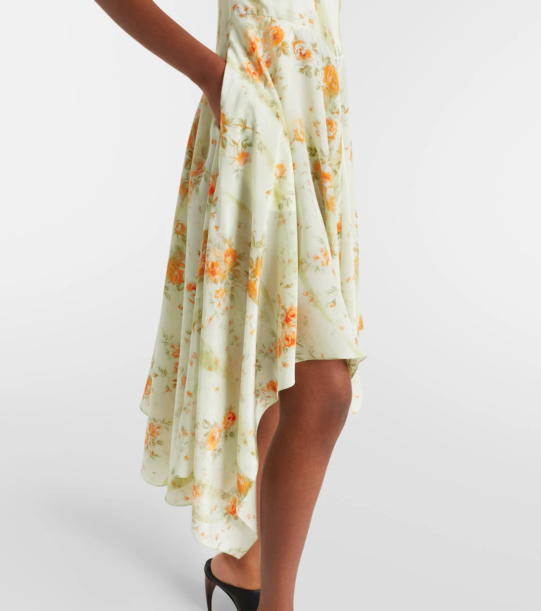 McQueen - Floral asymmetric midi dress