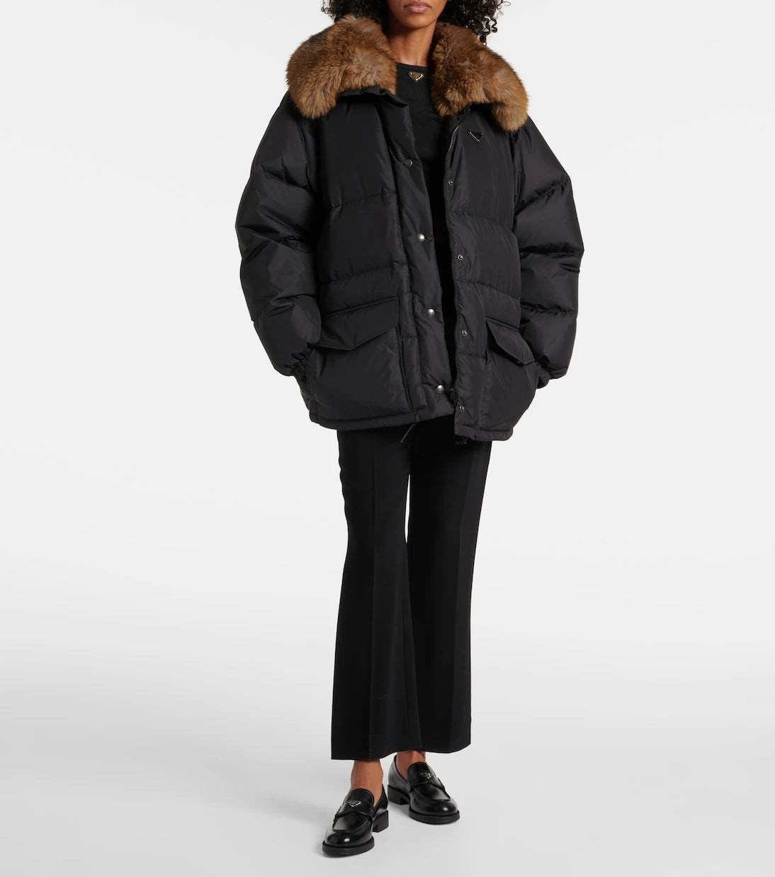 Prada - Faux fur-trimmed down jacket