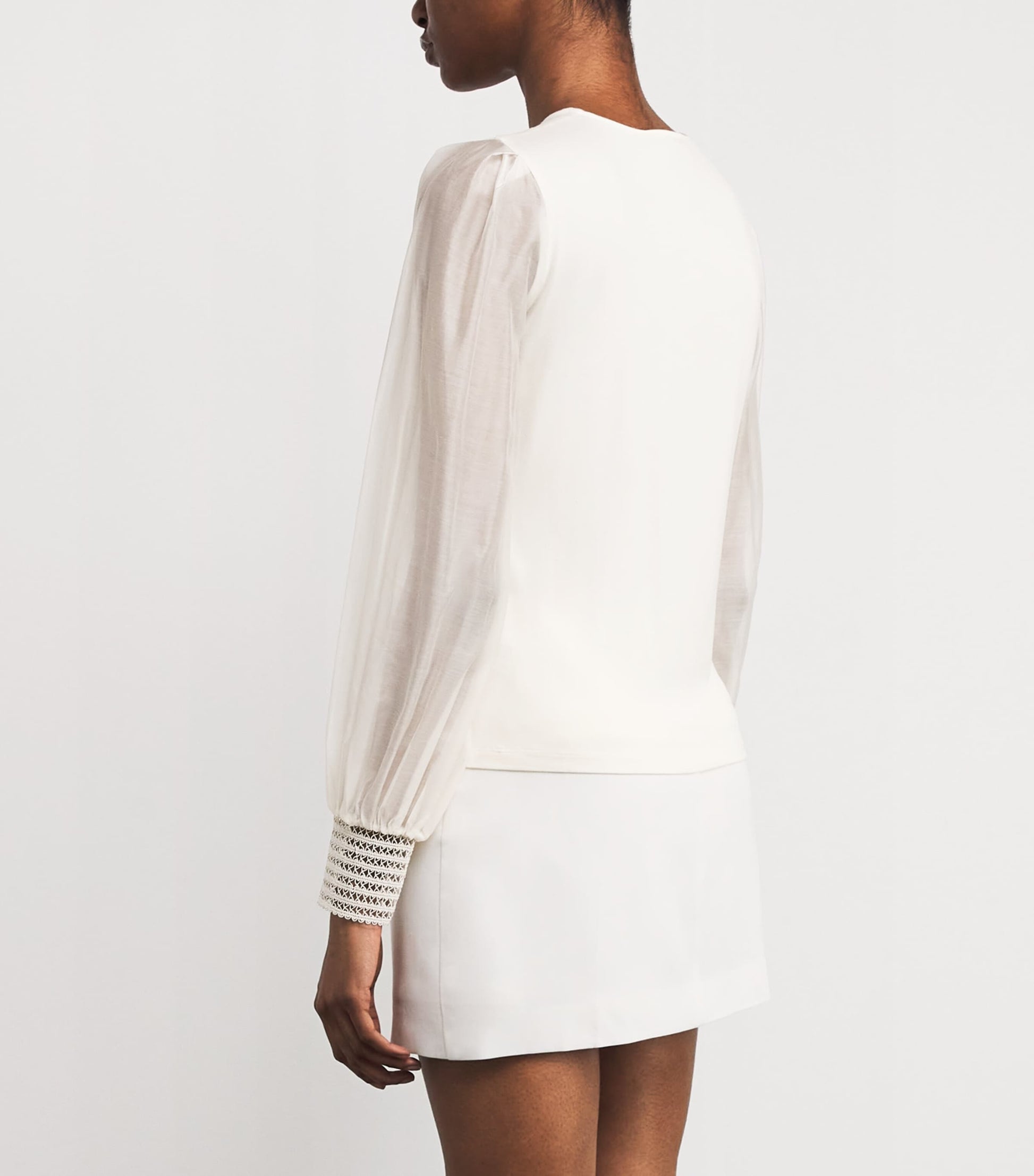 ME+EM Ivory Jersey Ballon-Sleeve Blouse