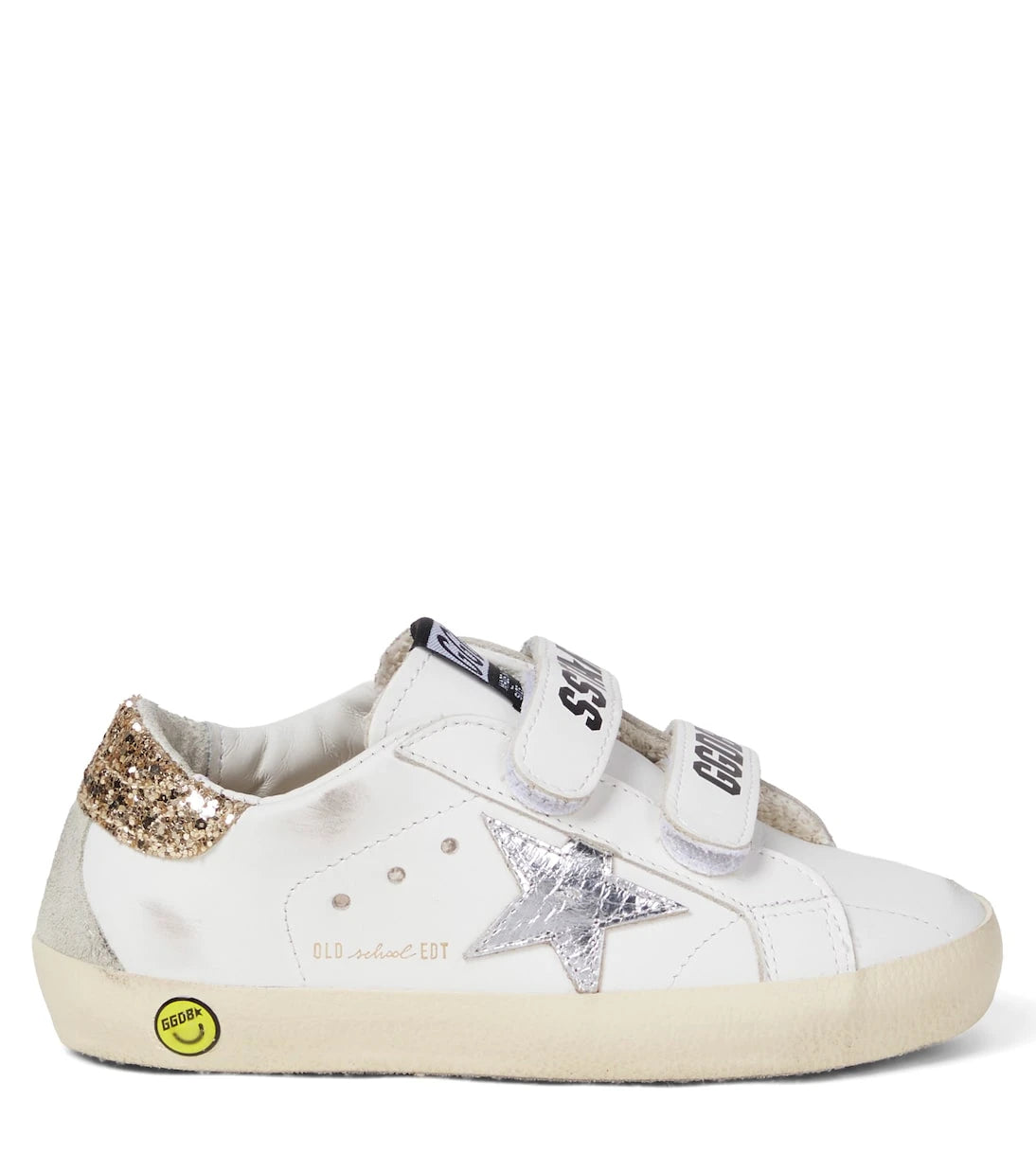 Golden Goose Kids - حذاء رياضي جلدي مزين بالترتر بتصميم Old School