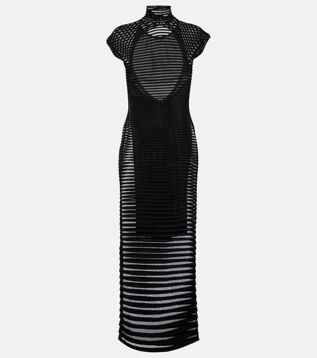Alaïa - Striped crêpe-paneled gown