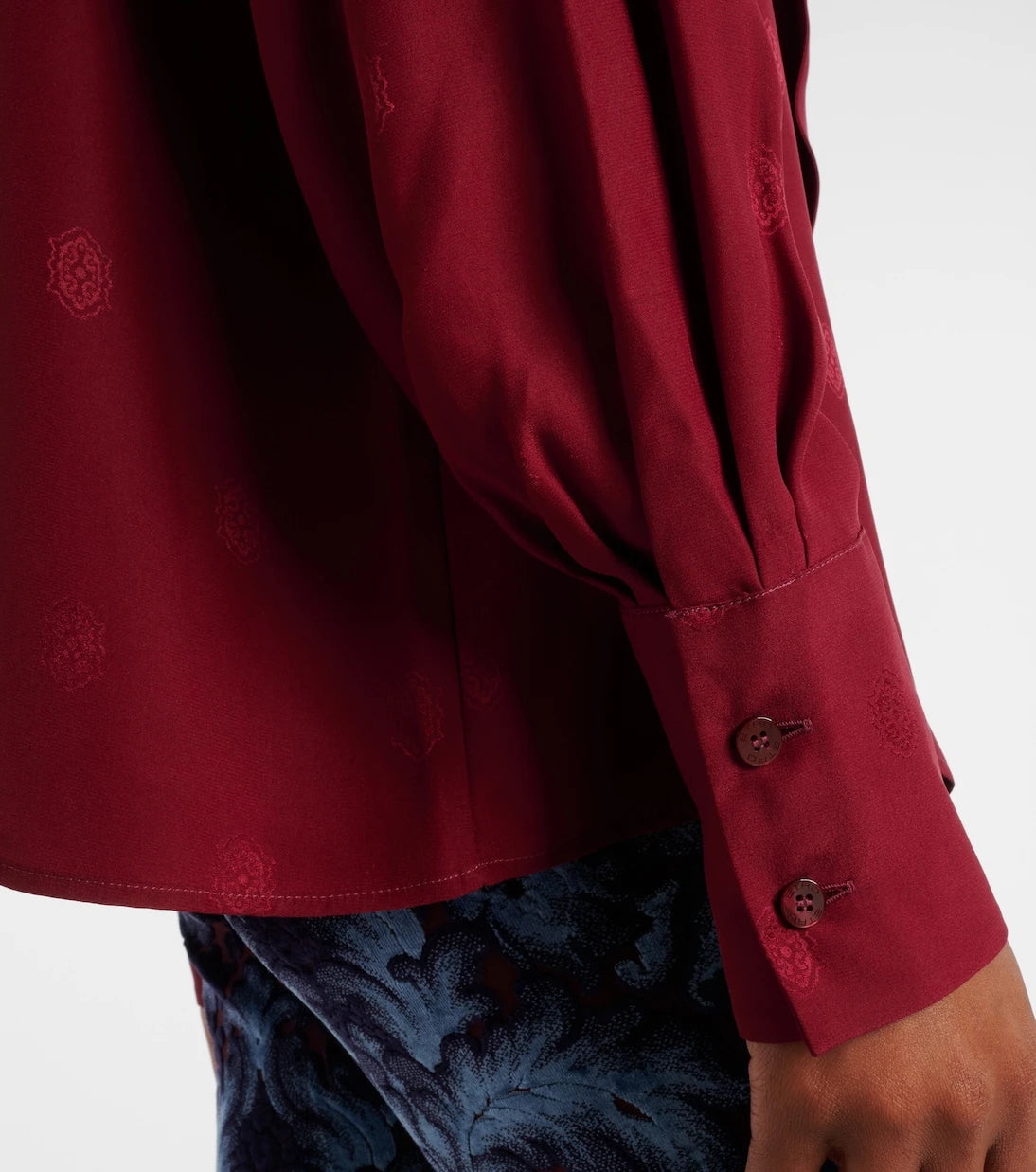 Etro - Jakarlı ipek krep döşin bluz