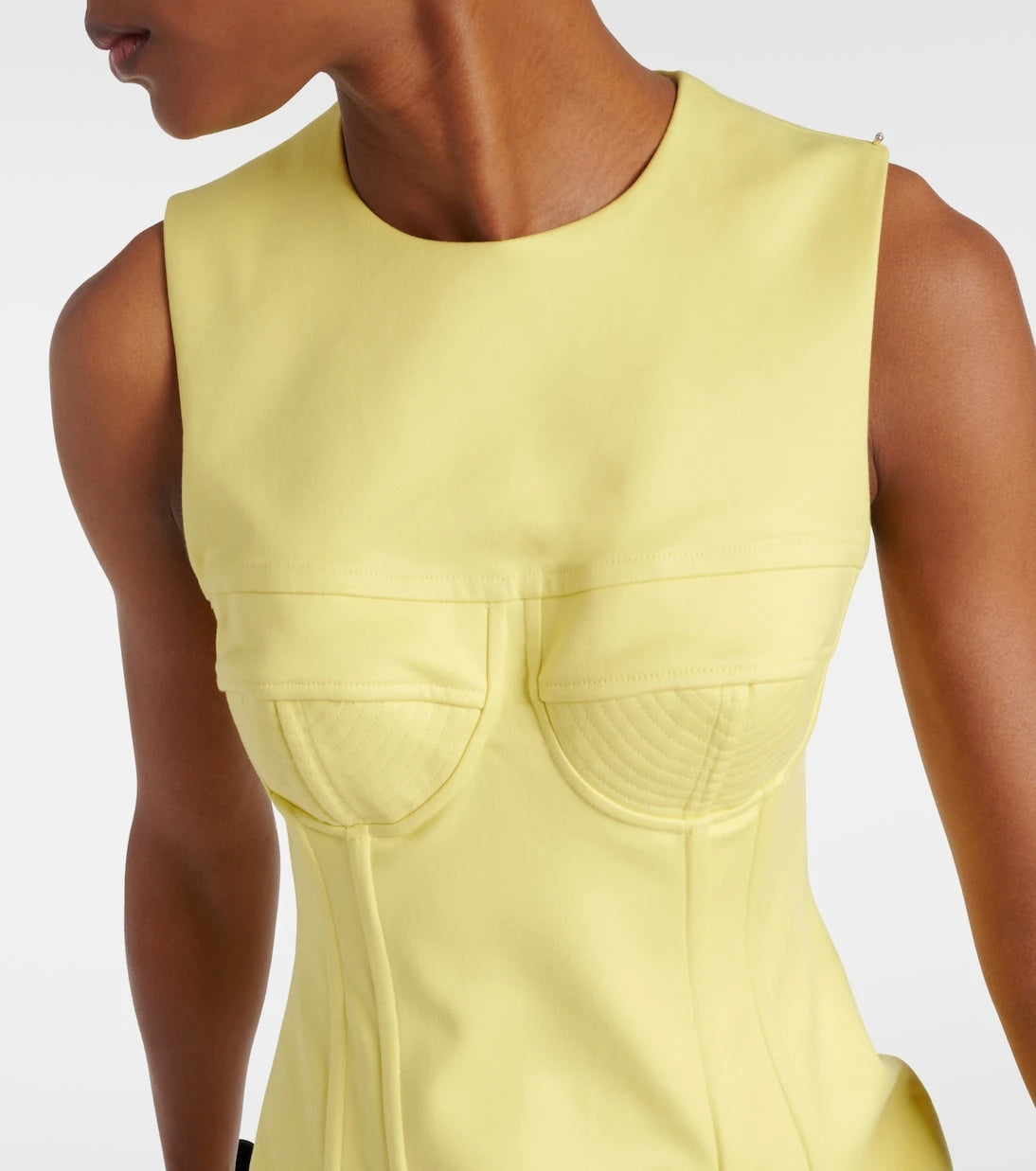 Sportmax - Crewneck cotton bustier dress