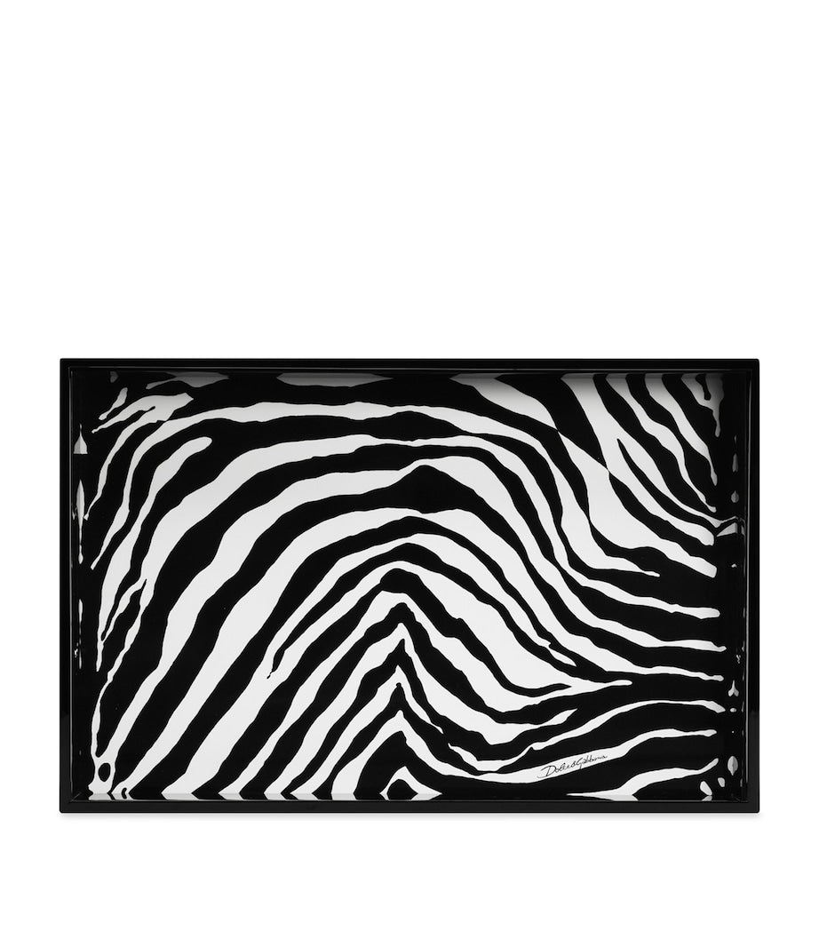 Dolce & Gabbana Casa Wooden Zebra Print Tray