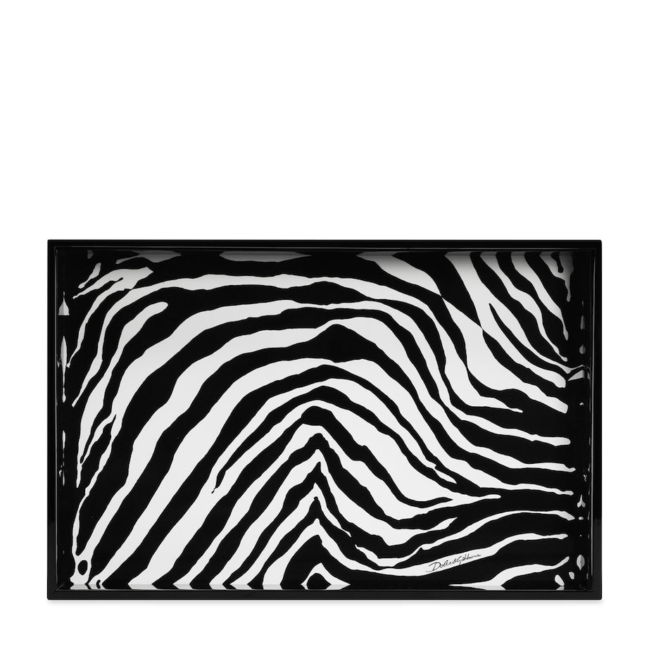 Dolce & Gabbana Casa Wooden Zebra Print Tray