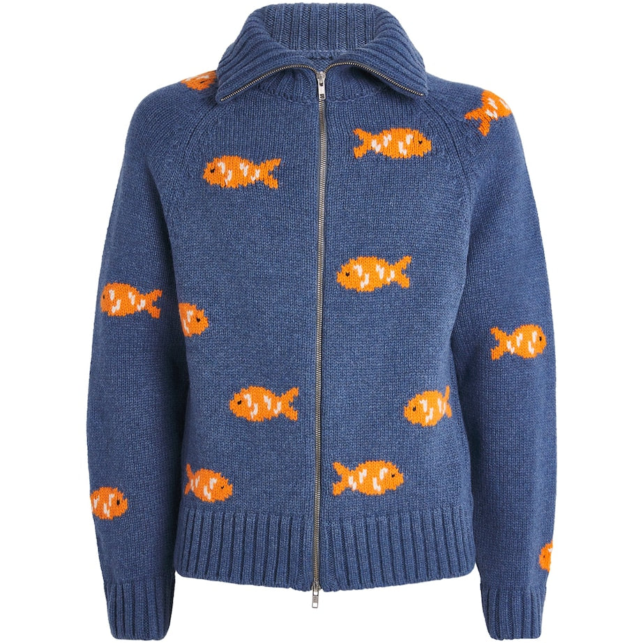 S.S. Daley Blue Wool Fish Archie Zip-Up Cardigan