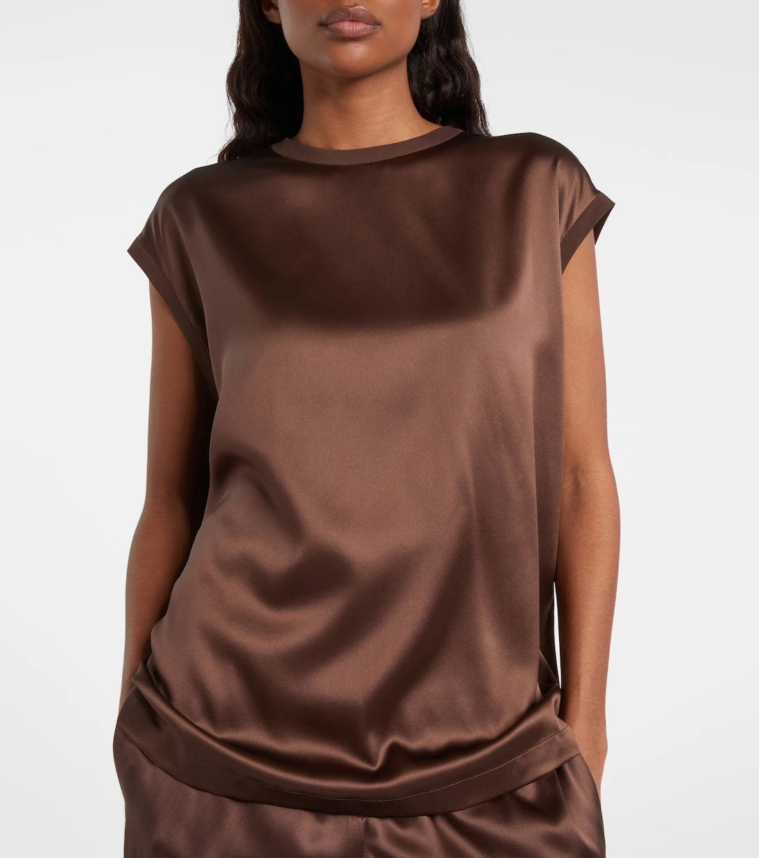 Brunello Cucinelli - Silk-blend satin top