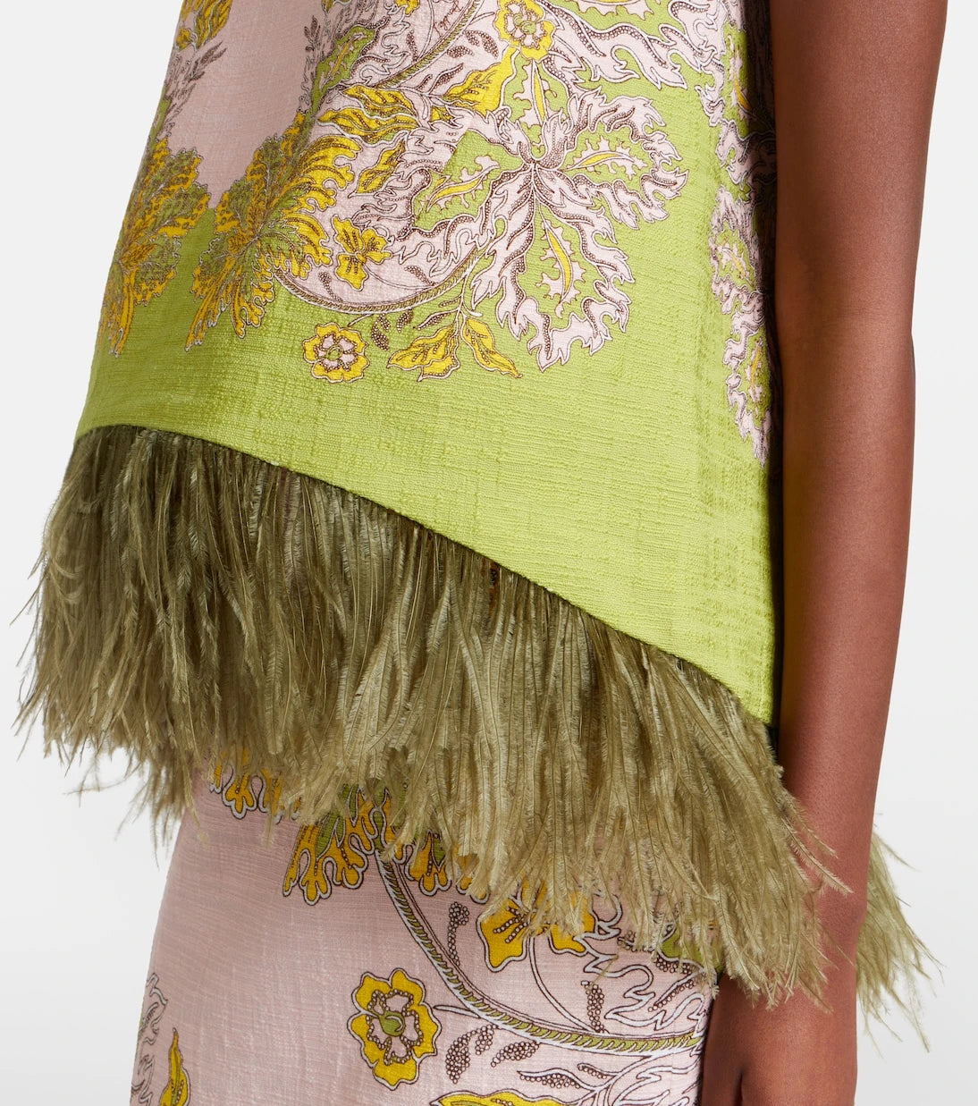 La DoubleJ - La Scala feather-trimmed cotton top