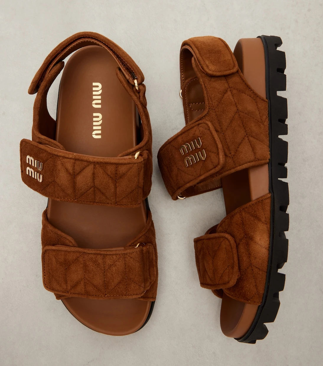 Miu Miu - Quilted suede sandals