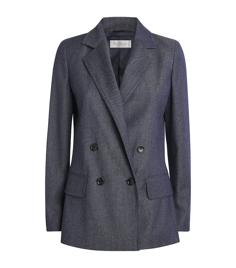 Max Mara Blue Virgin Wool Double-Breasted Blazer