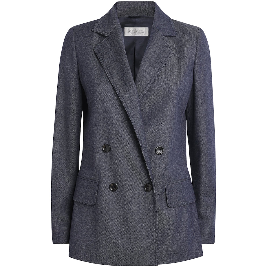 Max Mara Blue Virgin Wool Double-Breasted Blazer