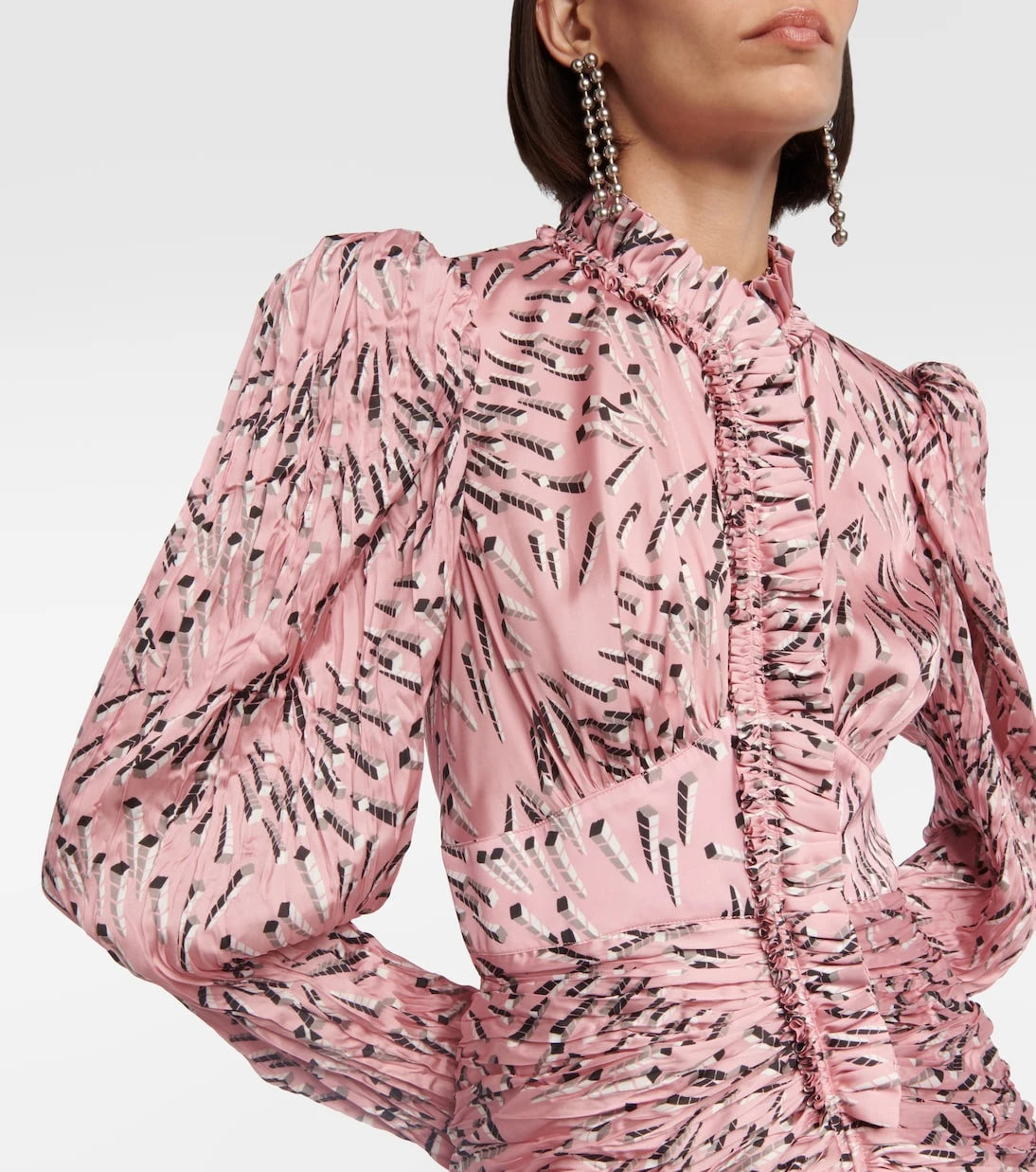 Rabanne - Printed ruched minidress