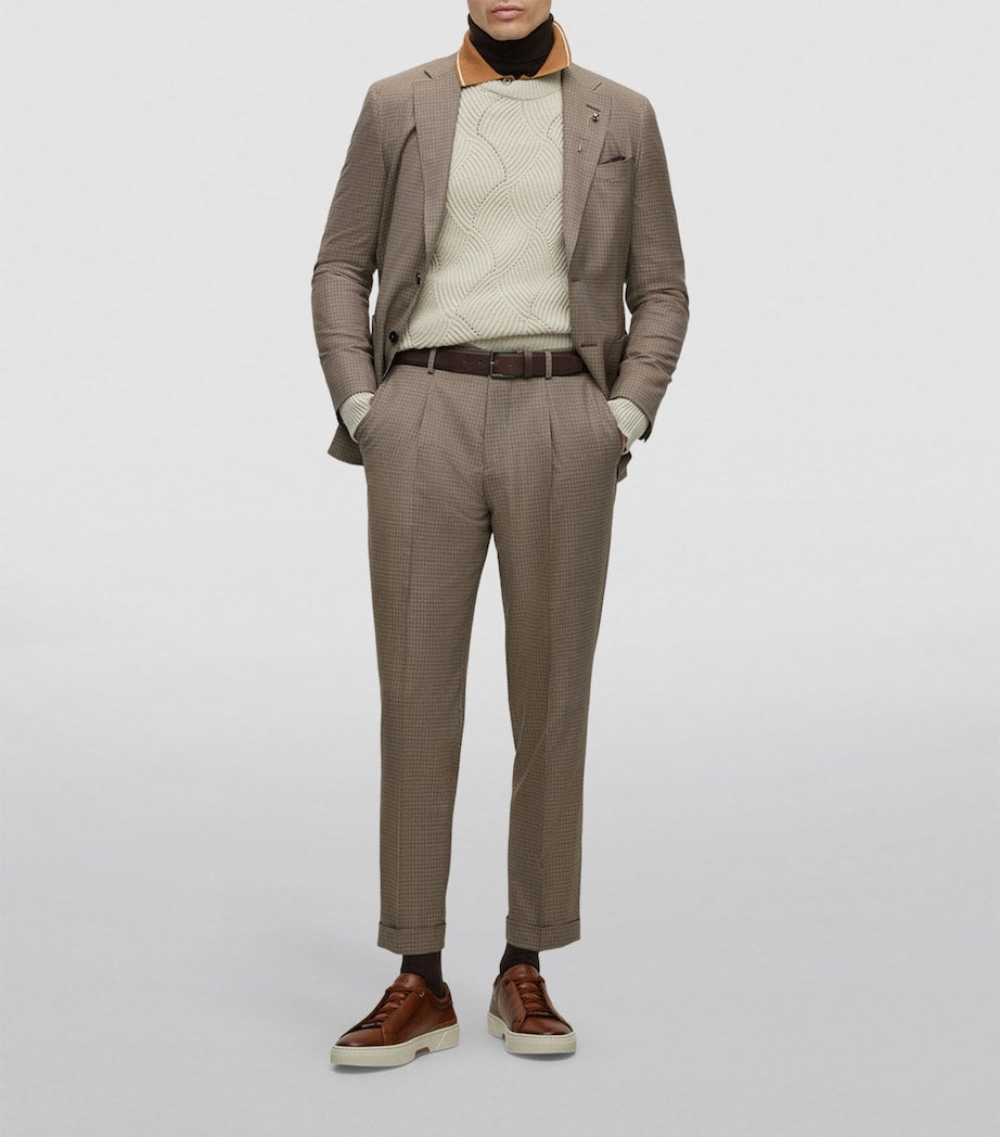 BOSS Leather Lace-Up Sneakers